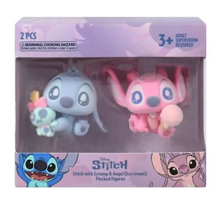 Disney Stitch Flocked Figures 2-Pack Stitch with Scrump & Angel (Ice-cream)
