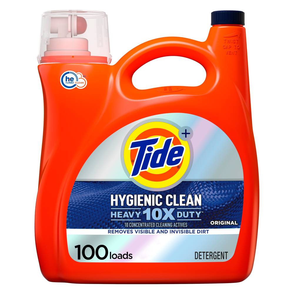 Tide + Hygienic Clean Heavy Duty 10x Liquid Laundry Detergent, Original Scent, 94 Loads, 132 oz