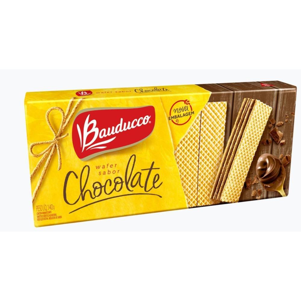 Bauducco biscoito recheado wafer sabor chocolate (140 g)