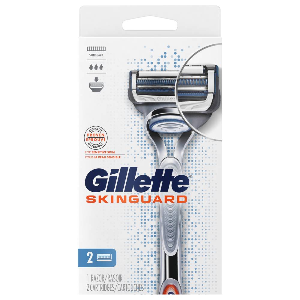 Gillette Skinguard Razor With Handle & 2 Blade Refill