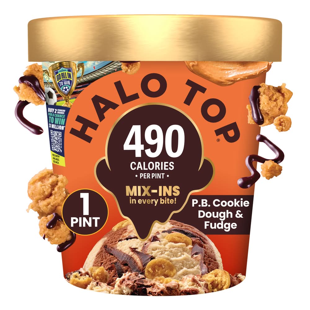 Halo Top Light Ice Cream, P.b. Cookie Dough & Fudge (1 pint)