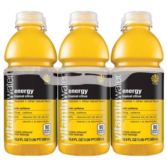 Vitaminwater Energy Water Beverage (6 pack, 16.9 fl oz) (tropical citrus)
