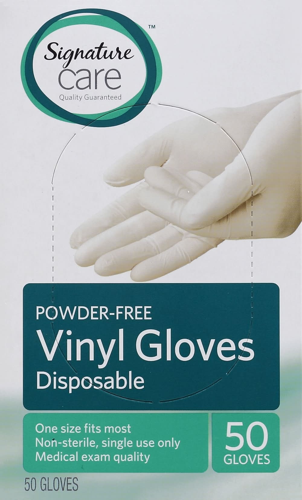Signature Care Powder-Free Disposable Vinyl Gloves, OSFM (50 ct)