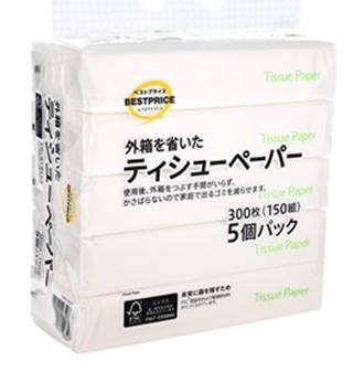 トップバリュ 外箱を省いたティシューペーパー (5 入)