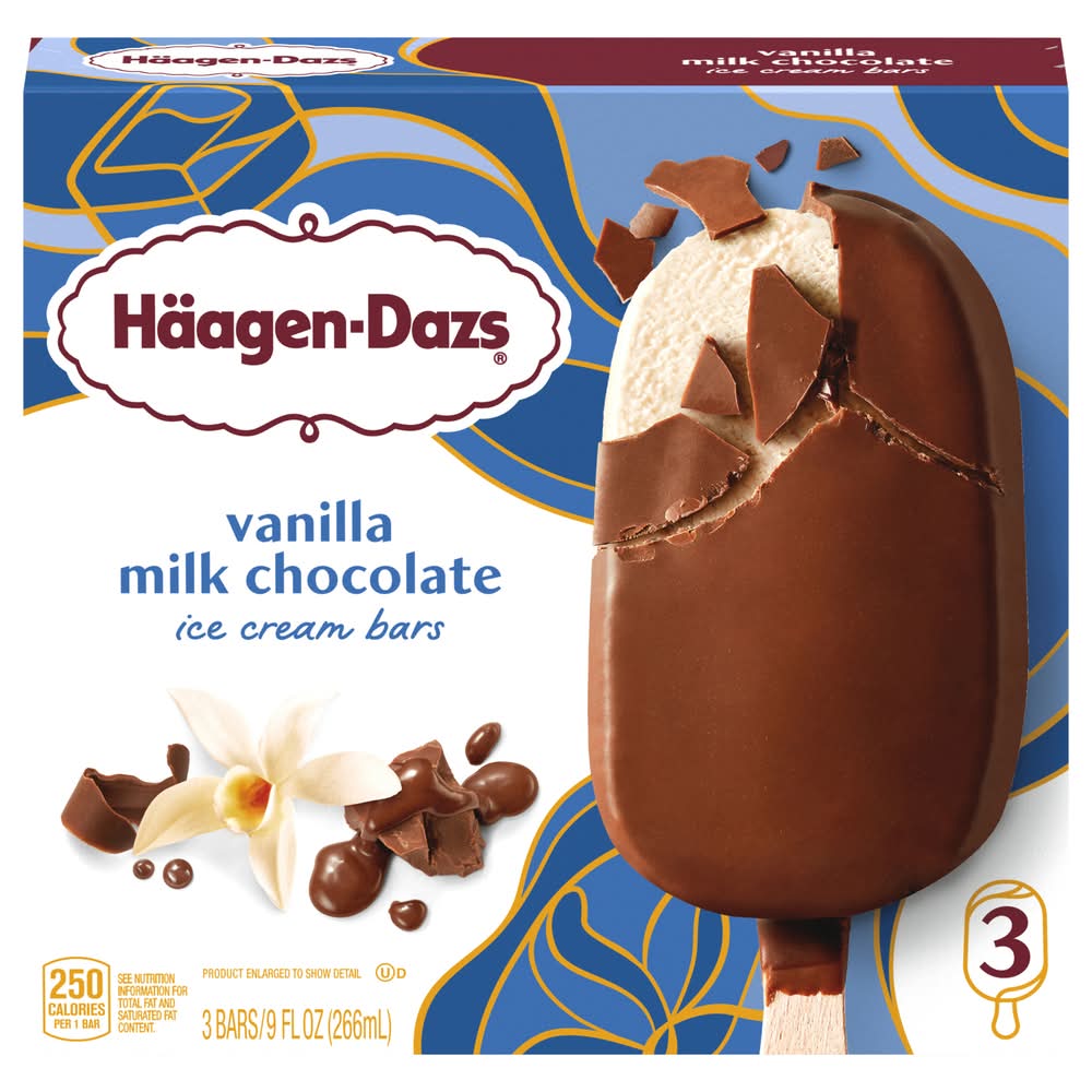 Häagen-Dazs Ice Cream Bars, Vanilla Milk Chocolate (9 fl oz, 3 ct)