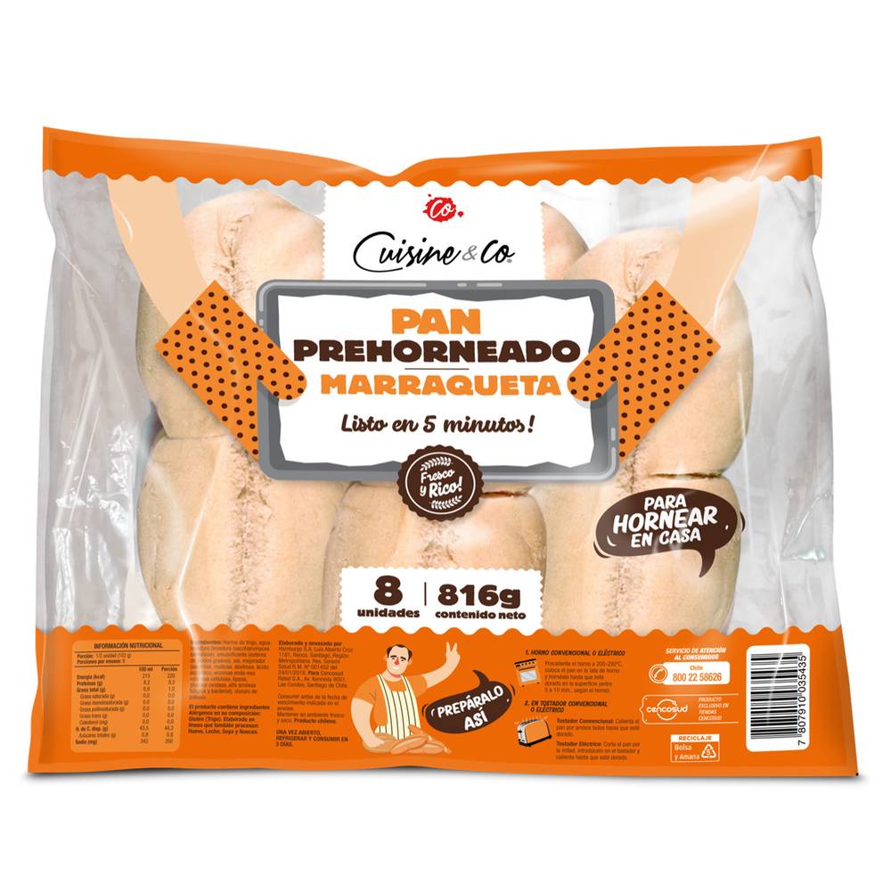 Cuisine & Co · Pan prehorneado marraqueta (8 un)