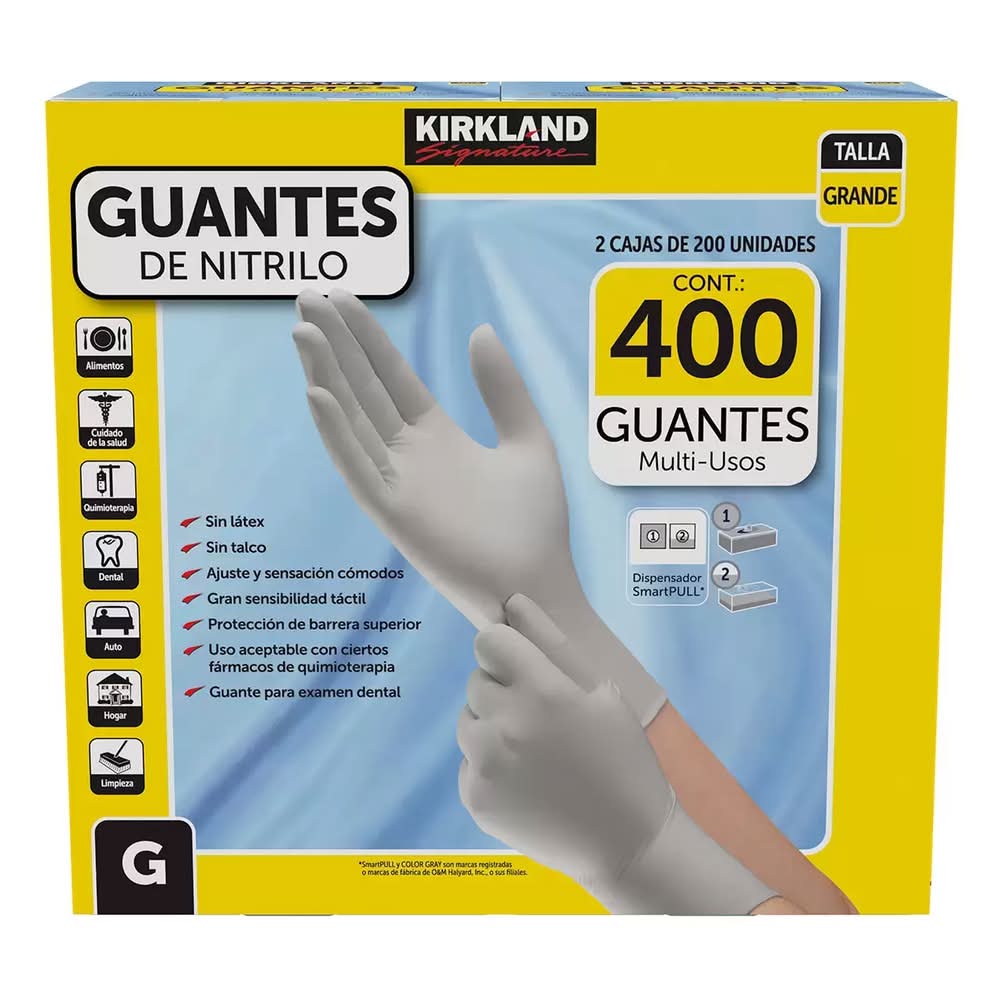Kirkland Signature · Guantes multiusos de nitrilo, G (2 x 200 un)