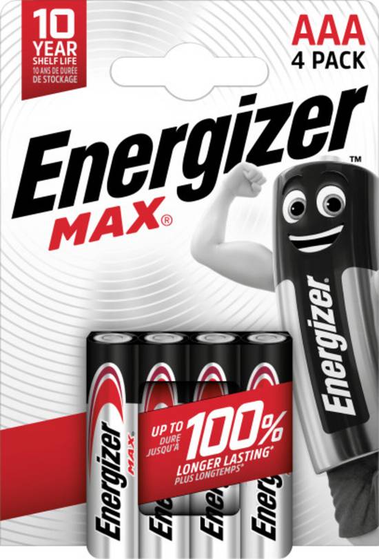 Energizer - Piles alcalines max aaa/lr03 (4 pièces)