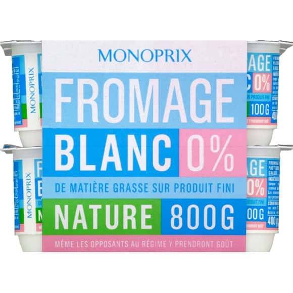 Monoprix Fromage Blanc 0% Nature Les 8 Pots De 100G