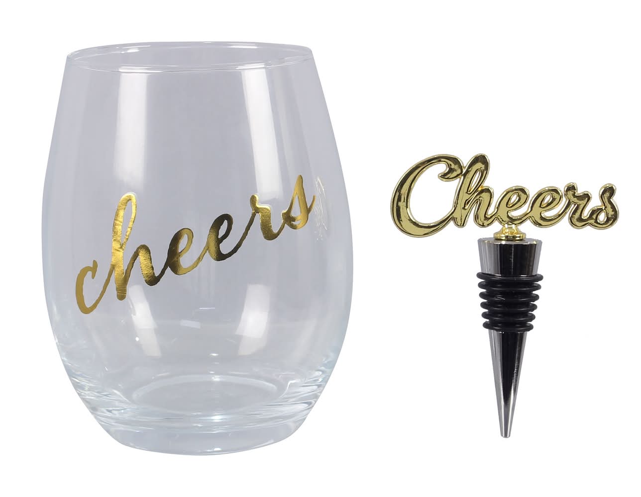 Young's 20 Oz Wine Glass W Topper Cheers