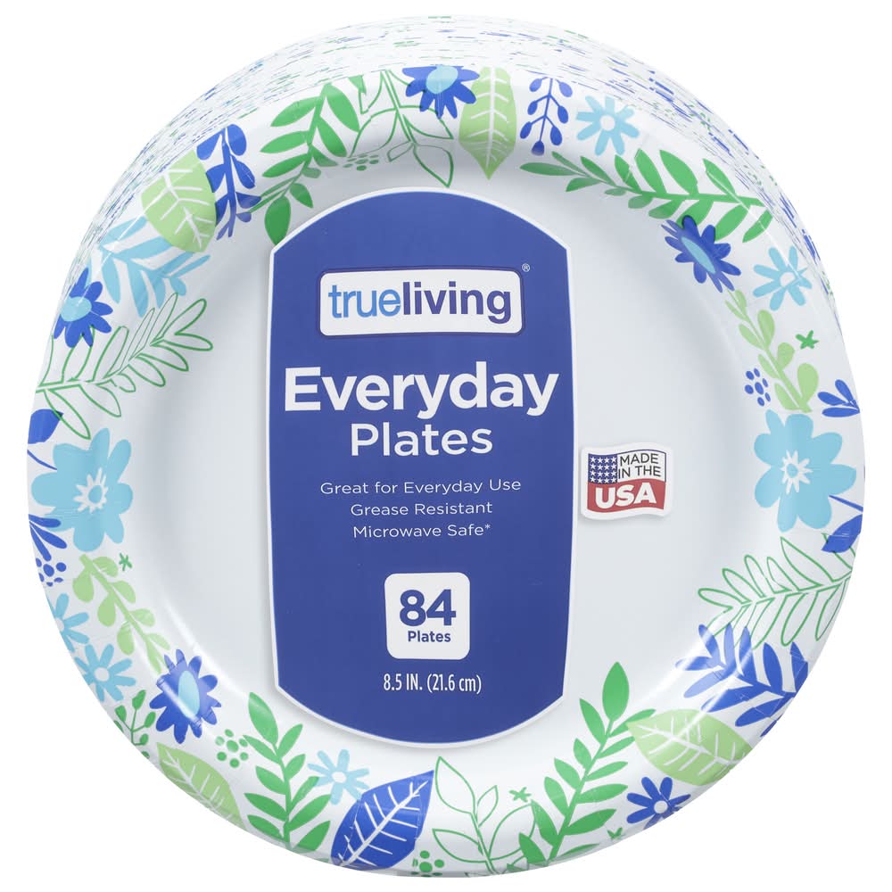 TrueLiving Everyday Paper Plates, 8.5 in (84 ct)
