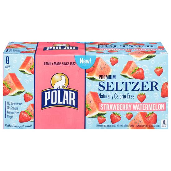Polar Premium Naturally Clorie-Free Strawberry Watermelon Seltzer (8 ct, 12 fl oz)