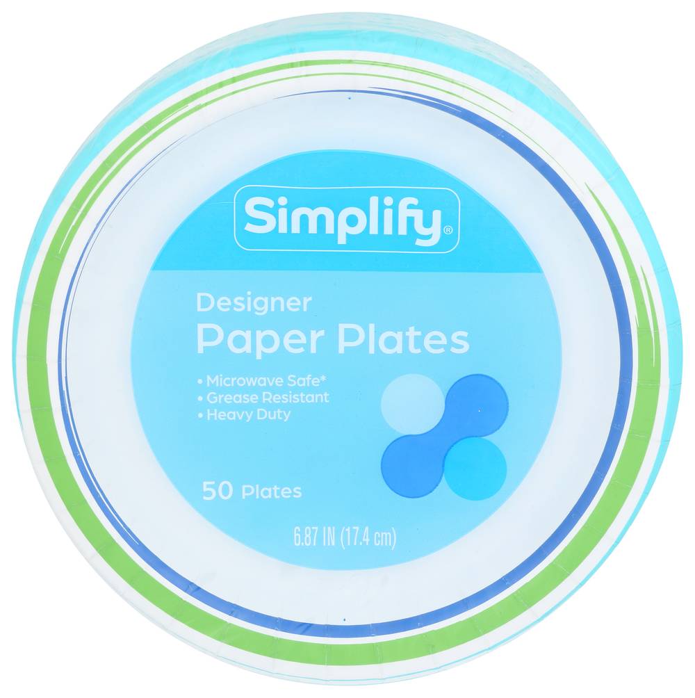 Simplify Designer Printed Plates - 6.87 in, 50 ct