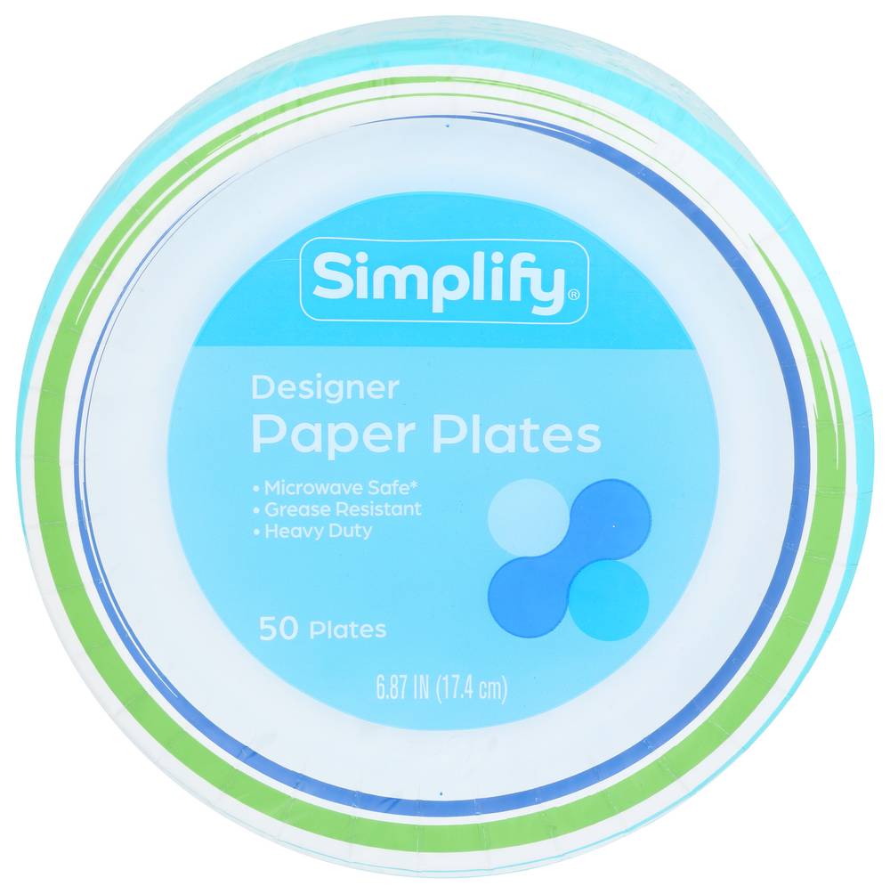 Simplify Designer Printed Plates, 6.87 Inches (50 ct)