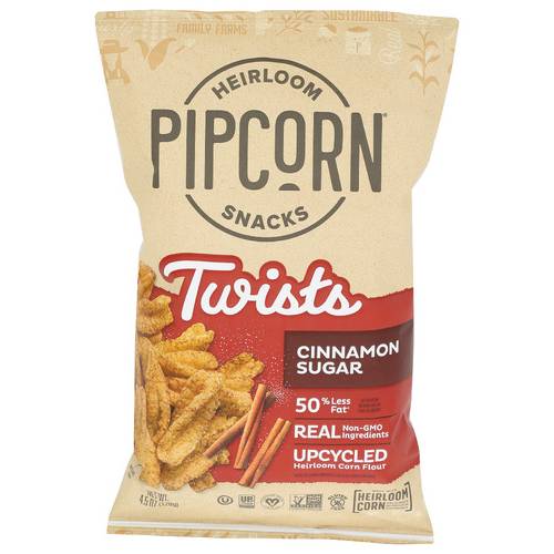 Pipcorn Twists Snacks, Cinnamon Sugar (4.5 oz)