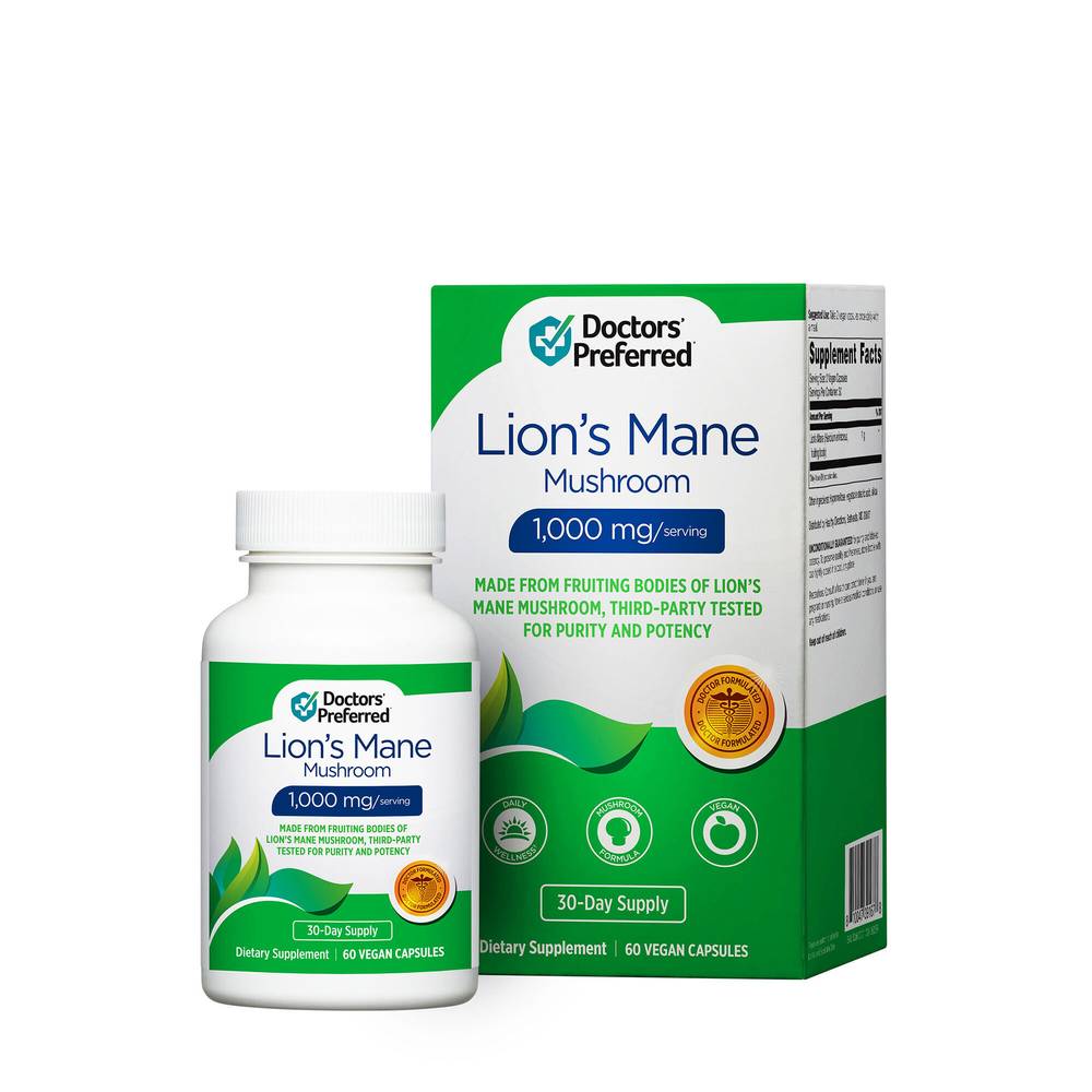 Doctors' Preferred Lion's Mane Mushroom Dietary Supplement Vegan Capsules (60 ct)