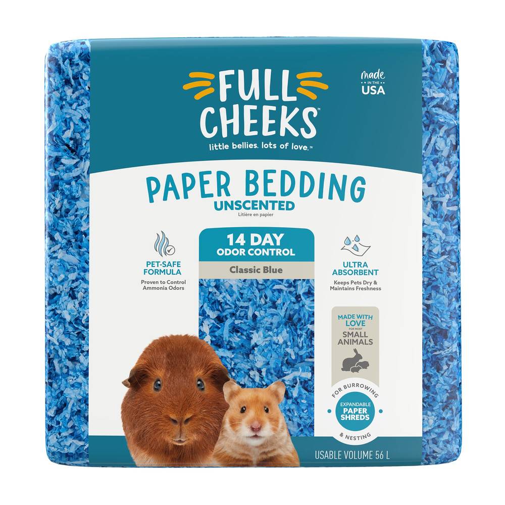 Full Cheeks Odor Control Small Pet Paper Bedding Unscented (56 l/classic blue)
