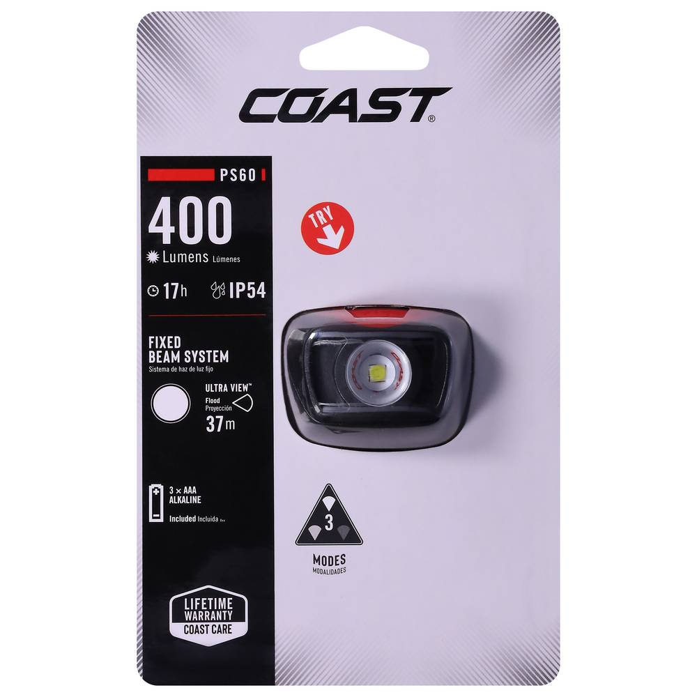 Coast Alkaline Power Wide Angle Flood Beam Ps60 Headlamp, Black