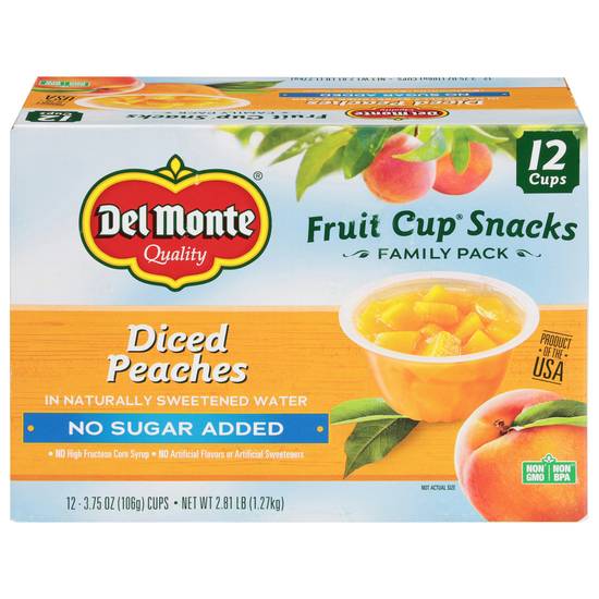 Del Monte Diced Peaches Fruit Cups (12 x 3.7 oz)