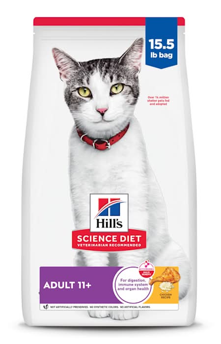 Hill's Science Diet Senior 11+ Chicken Recipe Dry Cat Food, 15.5 lbs.
