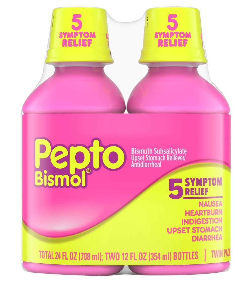 Pepto-Bismol 5 Symptoms Relief Bismuth Subsalicylate Antidiarrheal (24 fl oz, 2 ct)