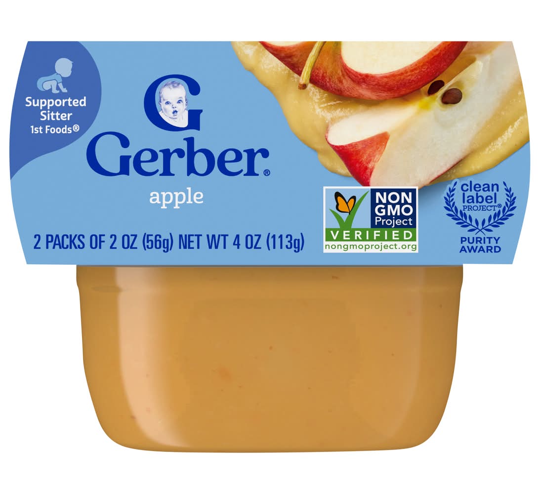Gerber Natural Food For Baby 1st Stage, Apple (4 oz, 2 ct)
