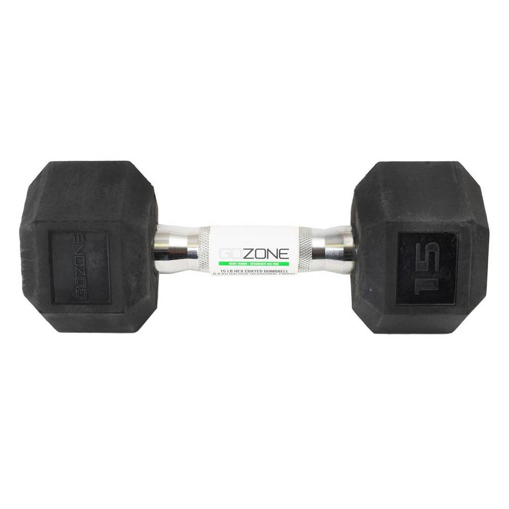 GoZone 15 Lb Rubber Coated Hex Dumbbell