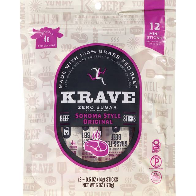 Krave Zero Sugar Sonoma Original Beef (6 oz, 12 ct)