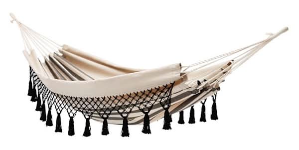 Hampton Patio Hammock with Tassels, Tan & Black Striped