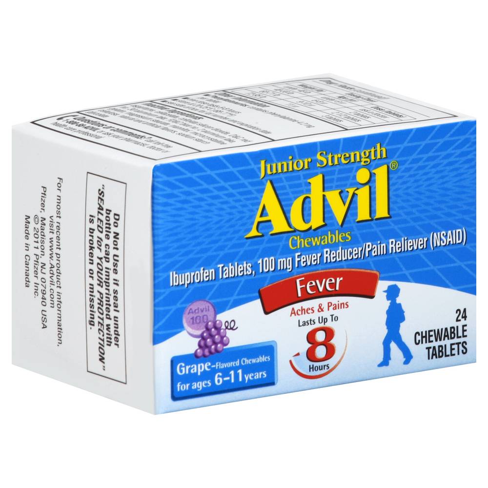 Advil Junior Strength Ibuprofen Chewable Tablets, Grape (24 ct)