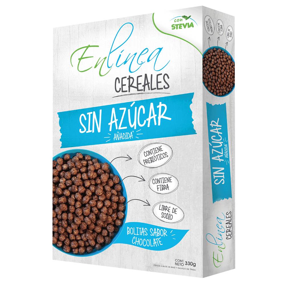 En línea cereal bolitas de chocolate sin azúcar (caja 330 g)