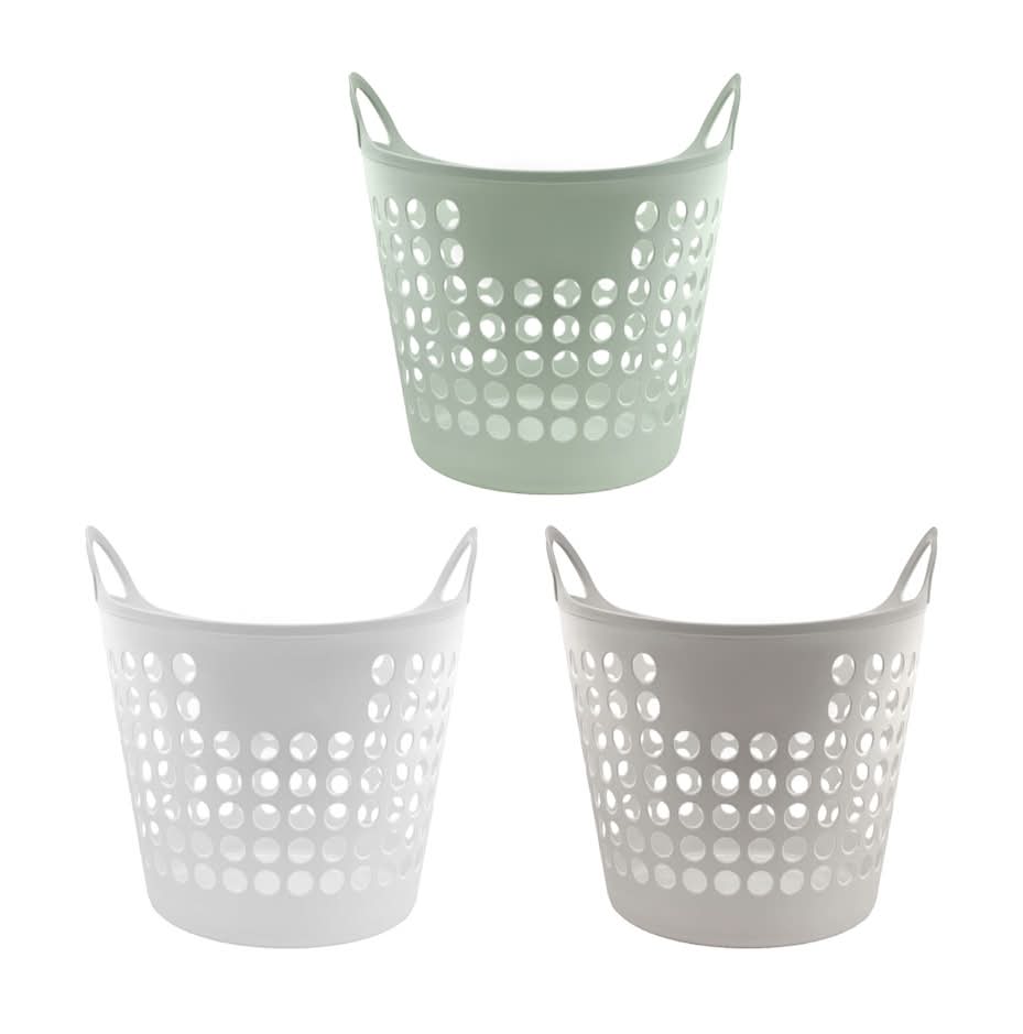 Round Flexible Laundry Baskets With Handles, 16 in