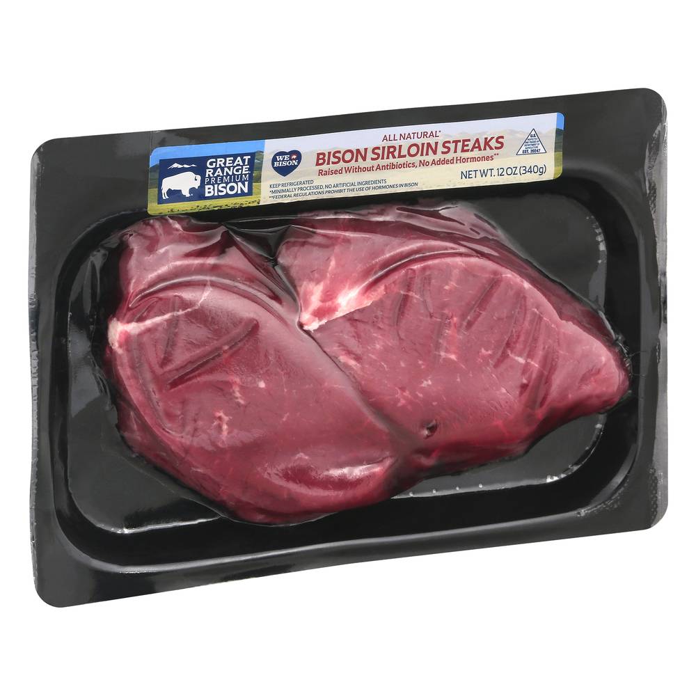 Great Range Premium Bison Sirloin Steaks (12 oz)