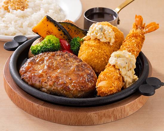ハンバーグ＆エビフライ/カニクリームコロッケ弁当 Hamburger Steak & Fried Shrimp/Crab Cream Croquettes Bento Box