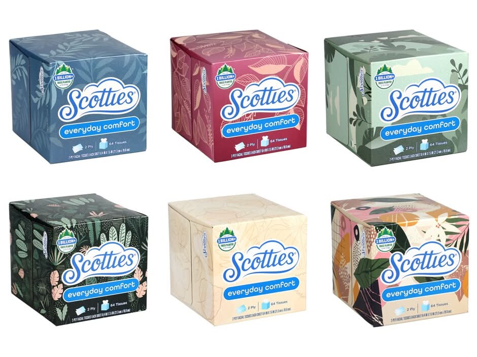 Scotties 2-Ply Decorative Box Facial Tissues, 8.4x7.5 in (6 x 64 ct)