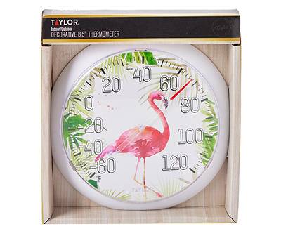 Flamingo & Palm Leaves Indoor/Outdoor Wall Thermometer