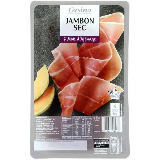 Jambon sec - 4 tranches 80g CASINO