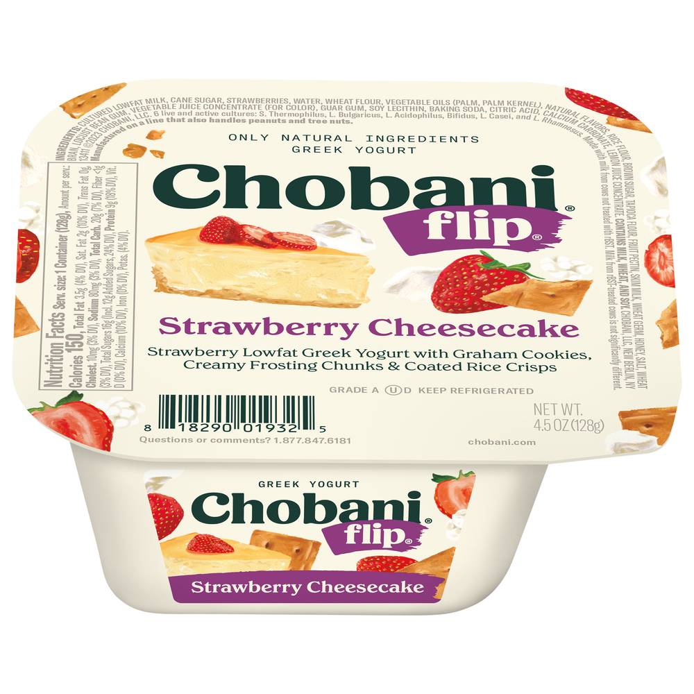 Chobani Flip Greek Yogurt, Strawberry-Cheesecake (4.5 oz)