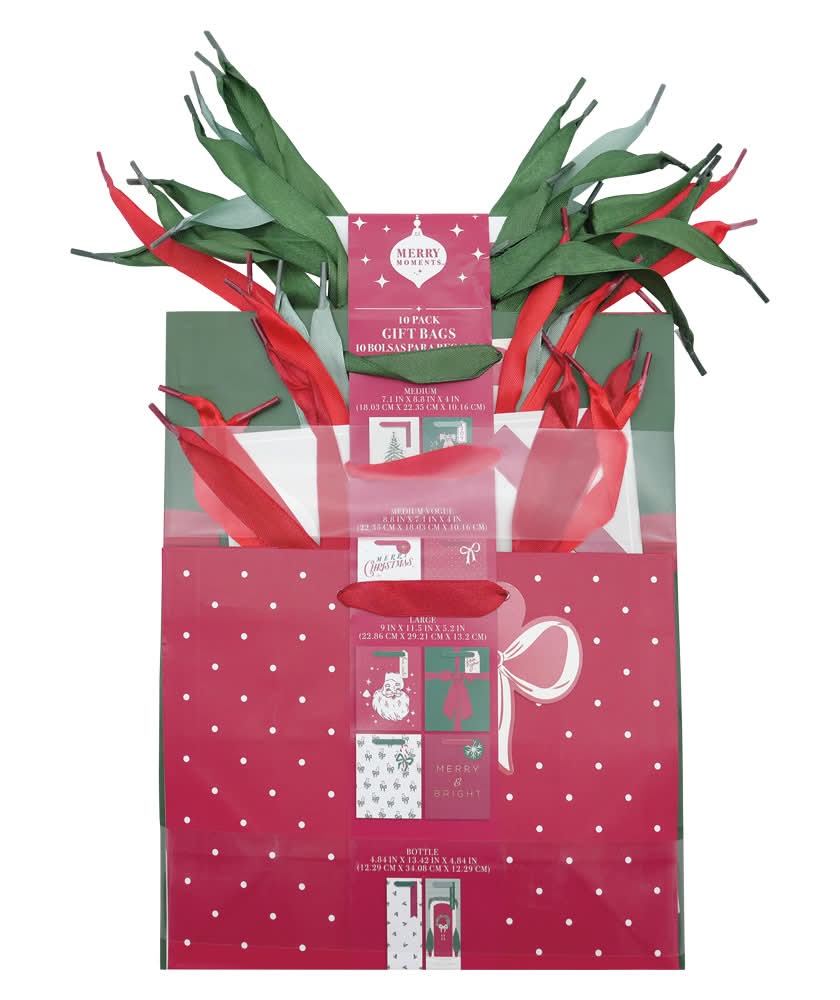 Merry Moments Classic Christmas Gift Bags (10 ct)