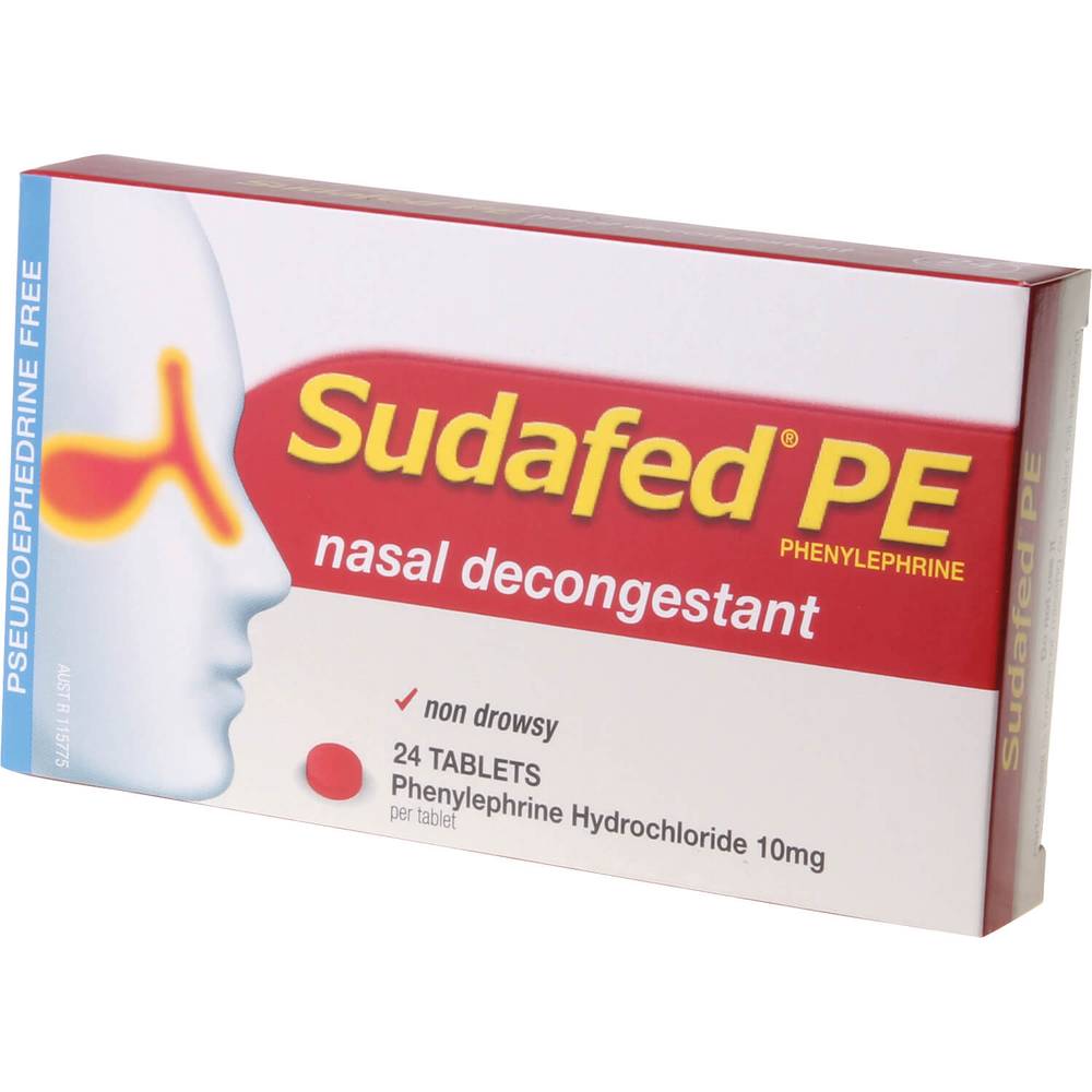 Sudafed PE Nasal Decongestant Tabletss 24 10mg