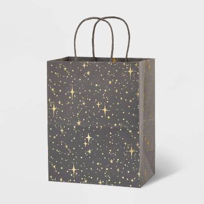 Spritz Hotstamp Dots and Star Gift Bag, Small, Gray