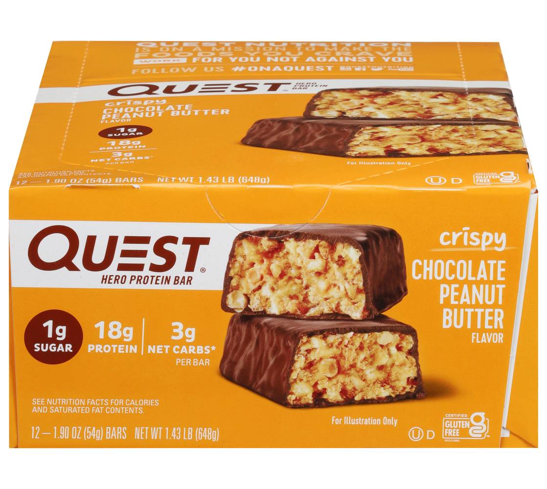 Quest Crispy Protein Bar, Chocolate Peanut Butter (1.9 oz, 12 ct)