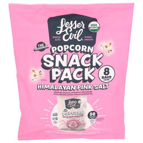 Lesser Evil Organic Himalayan Pink Salt 8 Pack Popcorn