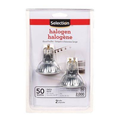 Selection ampoules halogènes à faisceau large 50 watts (2 un) - halogen flood lightbulbs 50w (2 units)