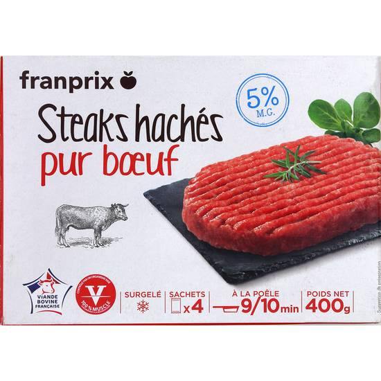 Steaks hachés pur bœuf Franprix 4x100g