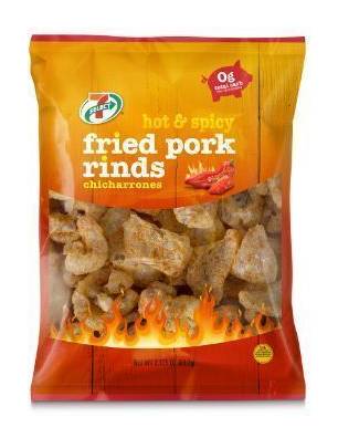 7-Select Fried Pork Rinds Chicharrones, Hot-Spicy (2.2 oz)