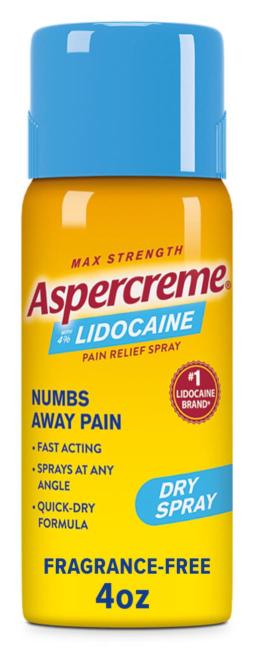 Aspercreme Max Strength Lidocaine Pain Relief Dry Spray (4 oz)