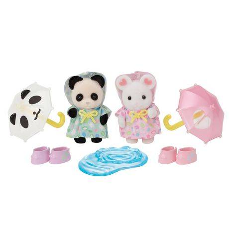Calico Critters Nursery Friends - Rainy Day Duo, ensemble de 2 figurines à collectionner avec accessoires
