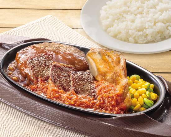 カットステー�キ肉盛りプレート弁当 Sliced Steak Combo Plate Bento