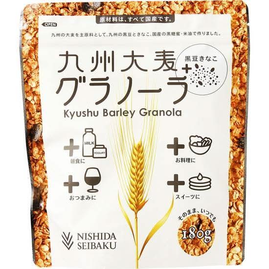 西田精麦　九州大麦グラノーラ黒豆きなこ　180g　J-044